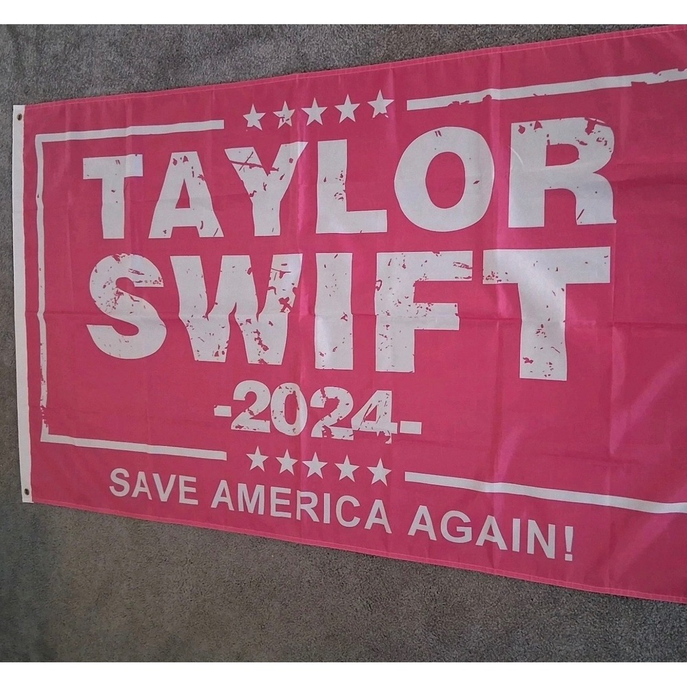Taylor Swift 2024 Save America Again Pink Flag Banner Political Fan Merch
